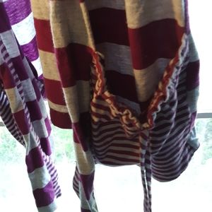 Purple and gray striped cover shirt